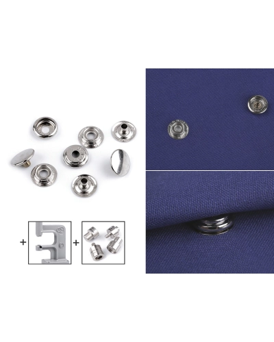 Knoflíky stiskací s kroužkem Ø15 mm (AM6) na silné látky, sypané - 100 ks | Mimib