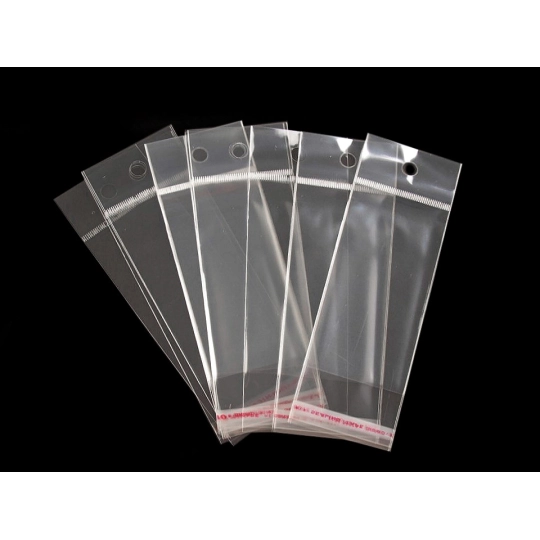 PP sáček s lepicí klopou a závěsem 5x9 cm - 100 ks | Mimib