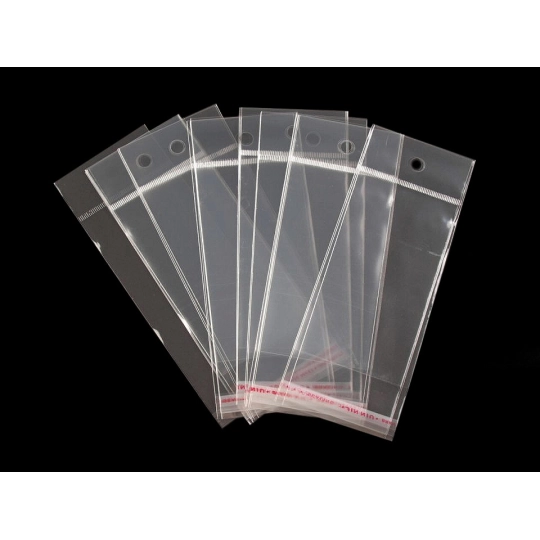 PP sáček s lepicí klopou a závěsem 6x10,5 cm - 100 ks | Mimib