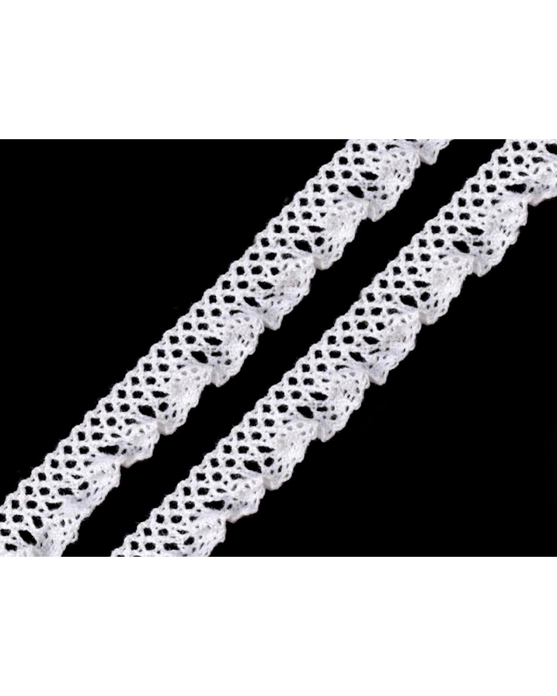 bavlnená čipka / volánik šírka 15 mm paličkovaná elastická - 27 m | Mimib