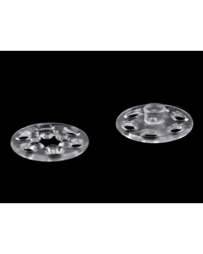Plastové patentky / stiskací knoflíky transparentní Ø13 mm, Ø15 mm - 10 pár | Mimib