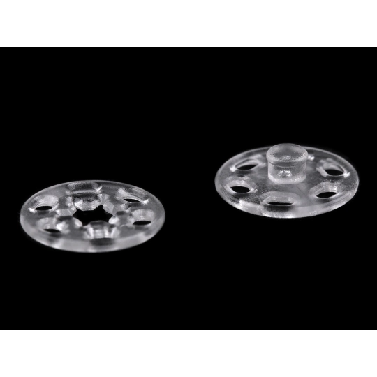 Plastové patentky / stiskací knoflíky transparentní Ø13 mm, Ø15 mm - 10 pár | Mimib