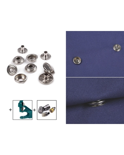 Knoflíky stiskací s kroužkem Ø15 mm (AM6 - O-SPRING) na silné látky, sypané - 10 sada | Mimib