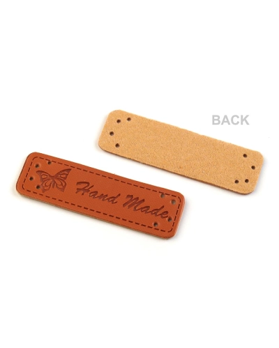 Eko kůže cedulka / ozdoba / nášivka Handmade 15x50 mm - 5 ks | Mimib