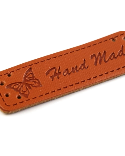 Eko kůže cedulka / ozdoba / nášivka Handmade 15x50 mm - 5 ks | Mimib