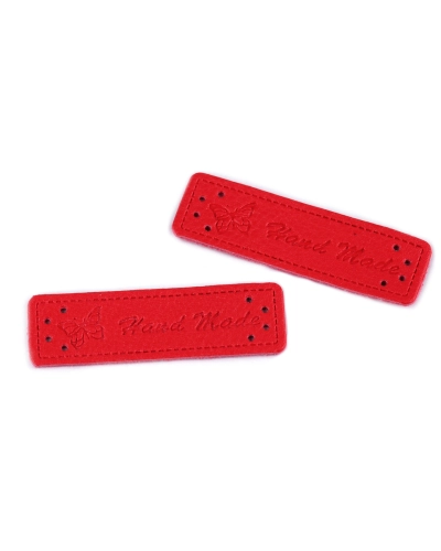 Eko kůže cedulka / ozdoba / nášivka Handmade 15x50 mm - 5 ks | Mimib