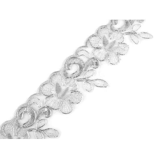 Vyšívaný prýmek na monofilu šíře 58 mm s lurexem - 1 m | Mimib