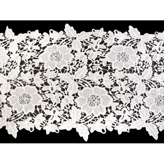 Vyšívaná čipka / štóla šírka 36 cm off white - 1 m | Mimib