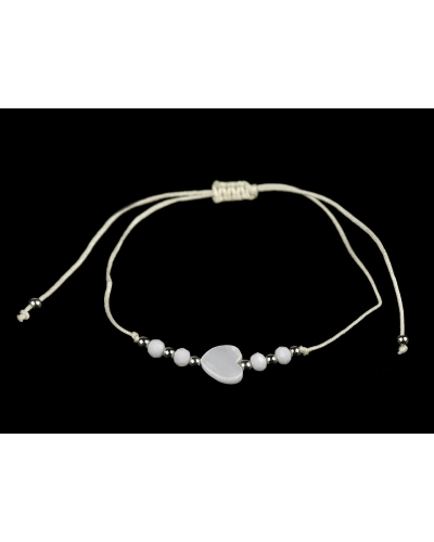 Náramok shamballa perleťové srdce - 1 ks | Mimib