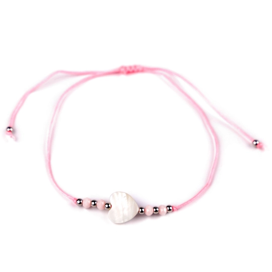 Náramok shamballa perleťové srdce - 1 ks | Mimib
