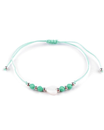 Náramok shamballa perleťové srdce - 1 ks | Mimib