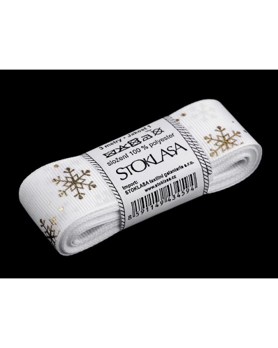 Rypsová stuha vločky šírka 25 mm vianočná - 3 m | Mimib