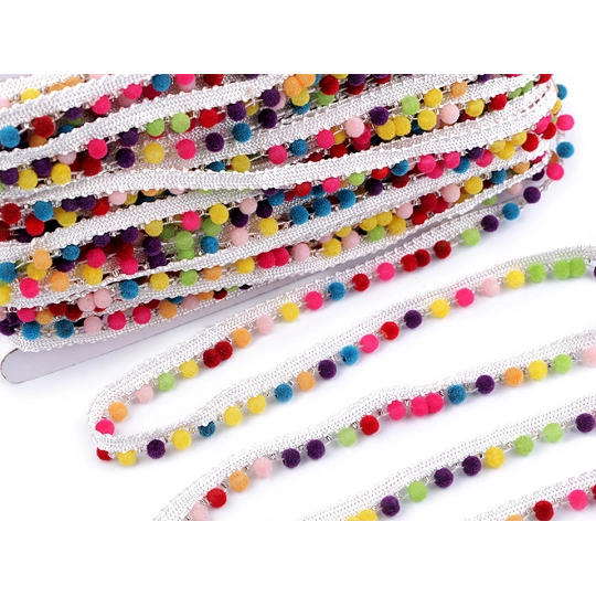 Polyesterový prýmek / paspulka se sametovými perlami šíře 12 mm - 1 m | Mimib