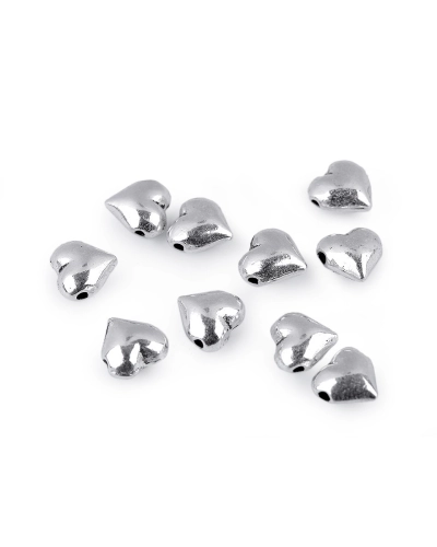 Kovový korálek srdce 8x8 mm - 10 ks | Mimib