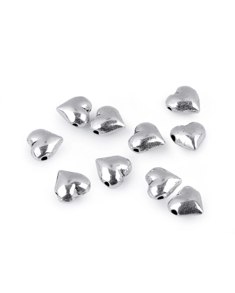 Kovový korálek srdce 8x8 mm - 10 ks | Mimib