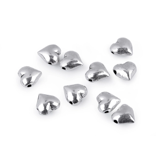 Kovový korálek srdce 8x8 mm - 10 ks | Mimib