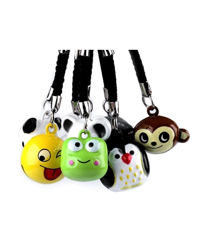 Prívesok na kľúče rolnička tučniak, panda, smajlík, myš, opica - 1 ks | Mimib