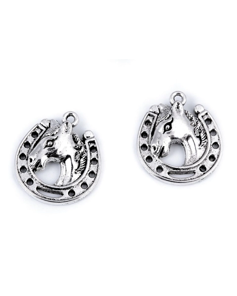 Přívěsek kůň s podkovou 18x21 mm - 5 ks | Mimib