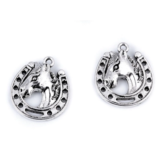 Přívěsek kůň s podkovou 18x21 mm - 5 ks | Mimib