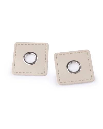 Průchodka s koženkovým čtverečkem k našití, průvlek 10 mm - 4 ks | Mimib