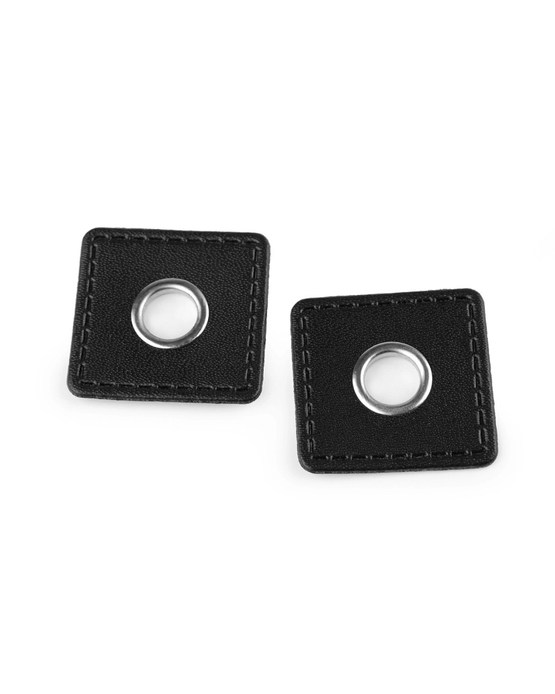 Průchodka s koženkovým čtverečkem k našití, průvlek 10 mm - 4 ks | Mimib