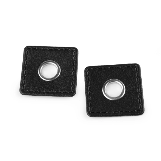Průchodka s koženkovým čtverečkem k našití, průvlek 10 mm - 4 ks | Mimib
