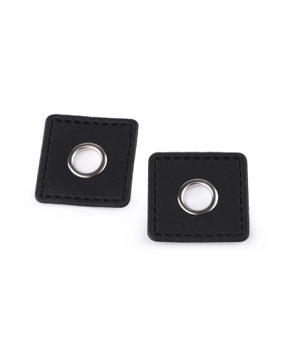 Průchodka s koženkovým čtverečkem k našití, průvlek 10 mm - 4 ks | Mimib