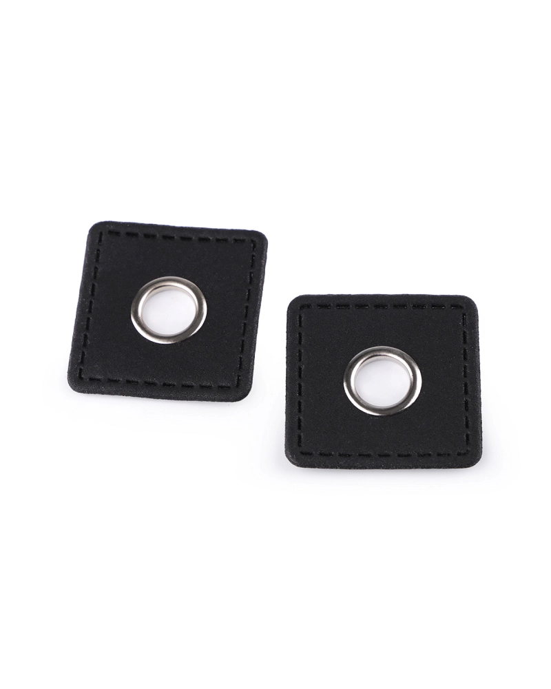 Průchodka s koženkovým čtverečkem k našití, průvlek 10 mm - 4 ks | Mimib