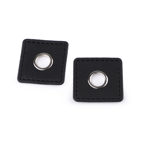 Průchodka s koženkovým čtverečkem k našití, průvlek 10 mm - 4 ks | Mimib