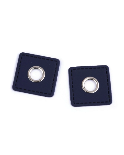 Průchodka s koženkovým čtverečkem k našití, průvlek 10 mm - 4 ks | Mimib