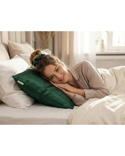Saténová Beauty sada na spaní, povlak a scrunchie gumička - 1 ks | Mimib