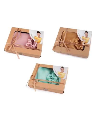 Saténová Beauty sada na spaní, povlak a scrunchie gumička - 1 ks | Mimib