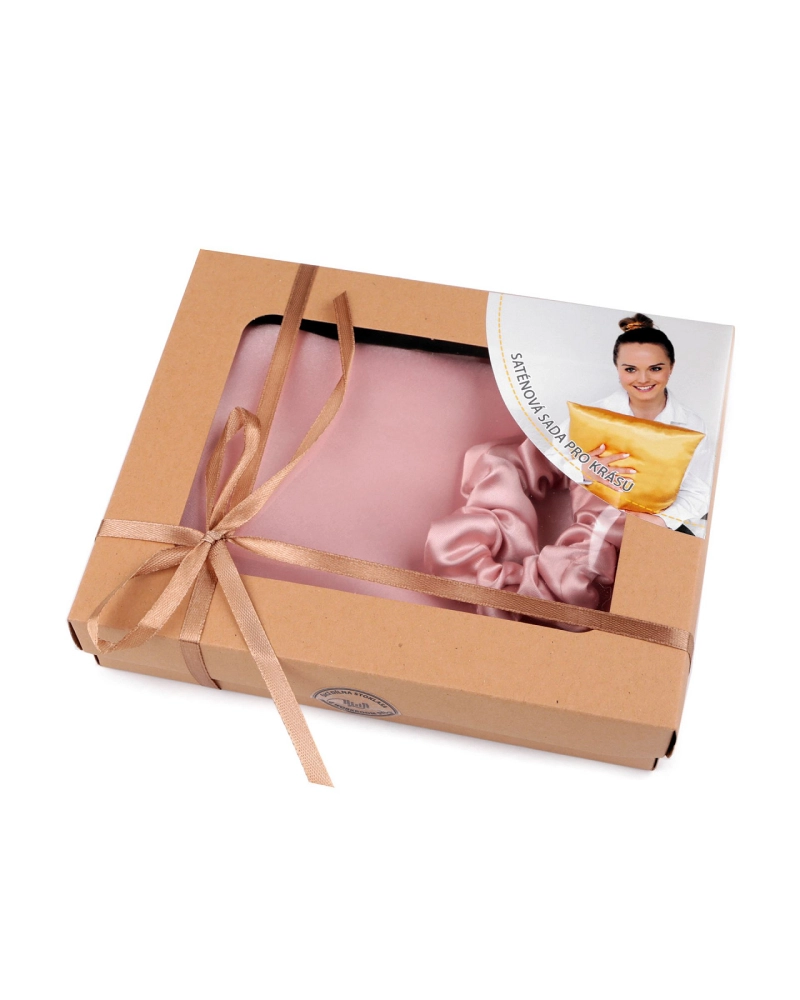 Saténová Beauty sada na spaní, povlak a scrunchie gumička - 1 ks | Mimib