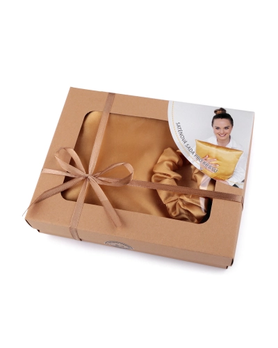 Saténová Beauty sada na spaní, povlak a scrunchie gumička - 1 ks | Mimib
