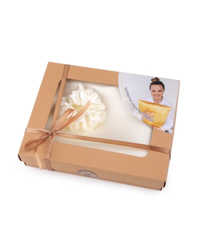 Saténová Beauty sada na spaní, povlak a scrunchie gumička - 1 ks | Mimib