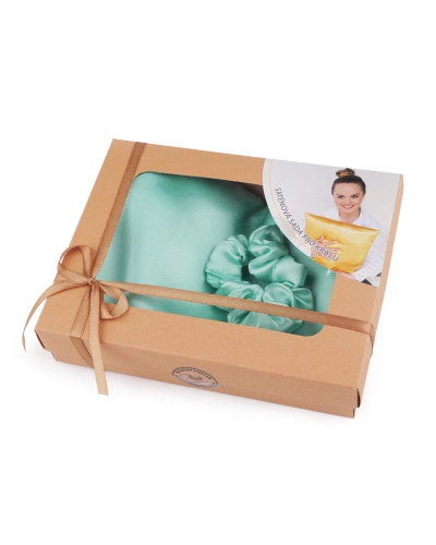 Saténová Beauty sada na spaní, povlak a scrunchie gumička - 1 ks | Mimib