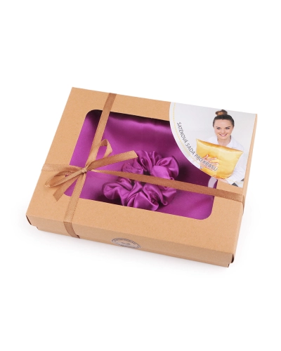 Saténová Beauty sada na spaní, povlak a scrunchie gumička - 1 ks | Mimib