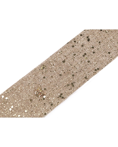 Vánoční stuha metráž imitace juty s glitry šíře 60 mm - 1 m | Mimib