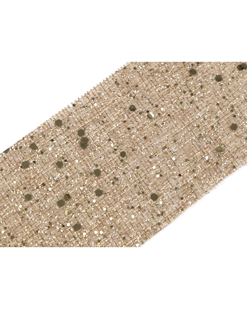 Vánoční stuha metráž imitace juty s glitry šíře 60 mm - 1 m | Mimib