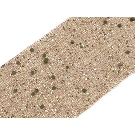 Vánoční stuha metráž imitace juty s glitry šíře 60 mm - 1 m | Mimib