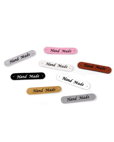 Nášivka / štítok z eko kože Hand Made 10x48 mm - 5 ks | Mimib