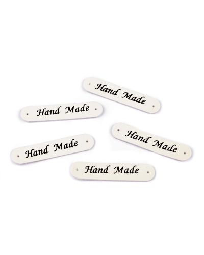 Nášivka / štítok z eko kože Hand Made 10x48 mm - 5 ks | Mimib