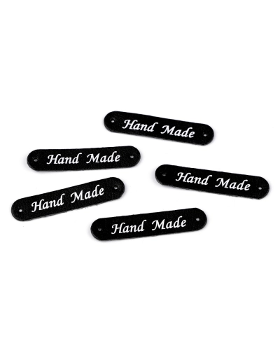 Nášivka / štítok z eko kože Hand Made 10x48 mm - 5 ks | Mimib