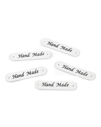 Nášivka / štítok z eko kože Hand Made 10x48 mm - 5 ks | Mimib