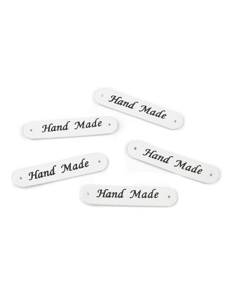 Nášivka / štítok z eko kože Hand Made 10x48 mm - 5 ks | Mimib
