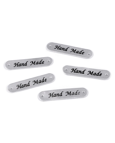 Nášivka / štítok z eko kože Hand Made 10x48 mm - 5 ks | Mimib