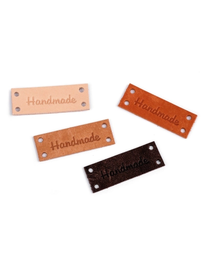 Kožená cedulka / štítek Handmade, With love 16x44 mm - 1 ks | Mimib