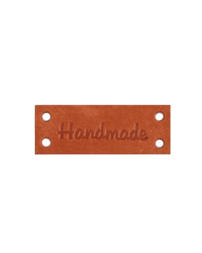 Kožená cedulka / štítek Handmade, With love 16x44 mm - 1 ks | Mimib