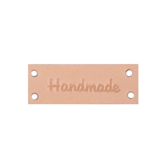 Kožená cedulka / štítek Handmade, With love 16x44 mm - 1 ks | Mimib