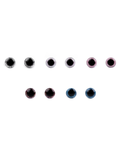 Oči glitrové s pojistkou Ø10 mm - 10 sada | Mimib